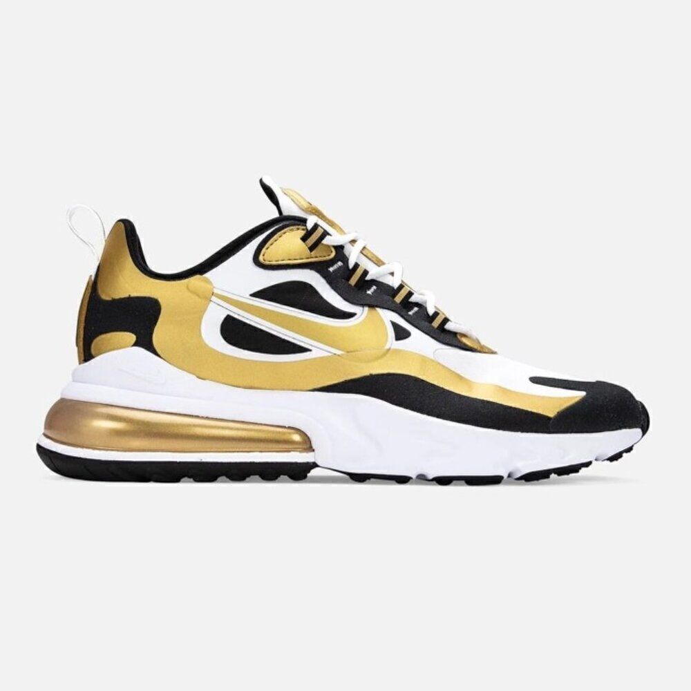 Nike Air Max 270 React Metallic Gold Sneakers Size 7.5